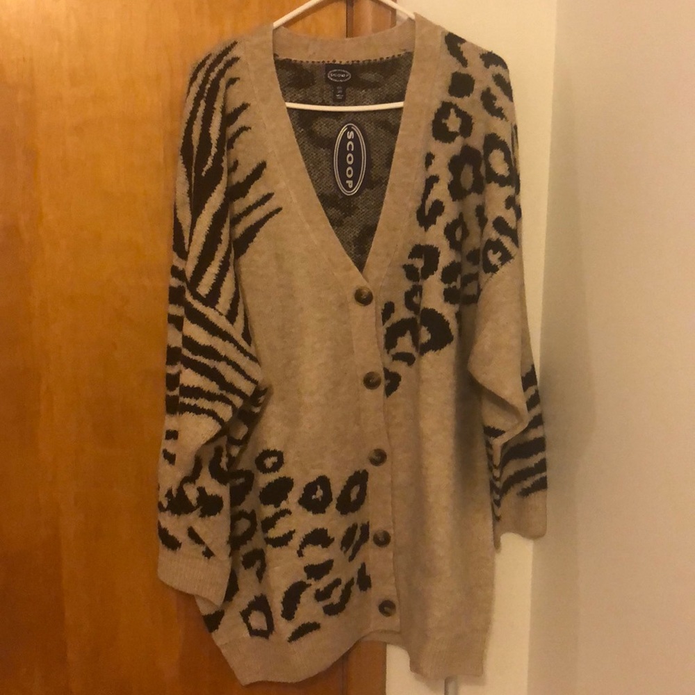 NWT Scoop mixed animal cardigan xxl (20)